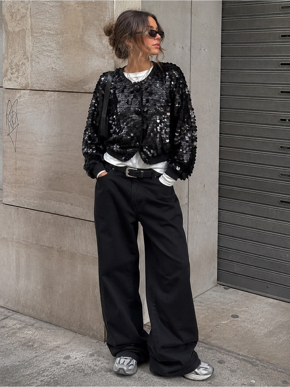 Vintage 70s/80s Express Tricot Black Sequin Cardigan